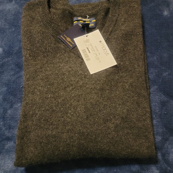 NWT Men's Club Room V-neck Cashmere sweater, Charcoal Grey, S - Picture 5 of 7